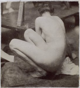 Jacques de Lalaing 工作室中的裸体女模特（从背后看）研究，图尔奈美术馆喷泉元素和圆形喷泉的初步研究 作者 雅克·拉莱恩（归因于）