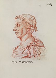 Ms.266 fol.271 v Petrarch（1304-74），来自&39;Recueil d&39;Arras&39;（红色粉笔在纸上） 作者 雅克·勒·布克