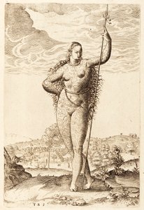 一个年轻的皮卡特女人，c1585（bw雕刻）