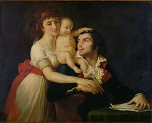 Camille Desmoulins（1760-94），他的妻子Lucile（1771-94）和他们的儿子Horace-Camille（1792-1825）c.1792（布面油画） 作者 雅克·路易斯（大卫的工作室）