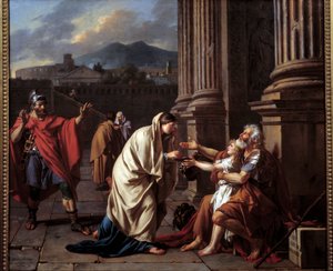 贝利赛尔(500-565)询问明矾(Belisarios - Flavius Belisarius) 雅克-路易斯-大卫(1748-1825)的绘画。 作者 雅克·路易·大卫