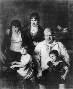 家庭肖像，以前称为Michel Gerard（1737-1815）成员，与他的家人，18世纪末（bw照片）