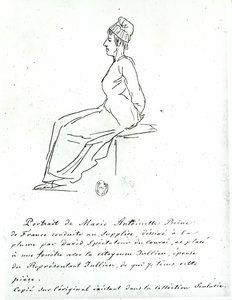 玛丽 - 安托瓦内特（1755-93）在她执行死刑的途中，1793年 作者 雅克·路易·大卫
