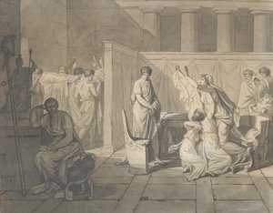为给布鲁图带来他儿子的尸体的执法者的研究，1787年。 作者 雅克·路易·大卫