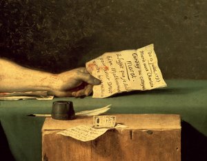 1793年的马拉特之死（细节） 作者 雅克·路易·大卫