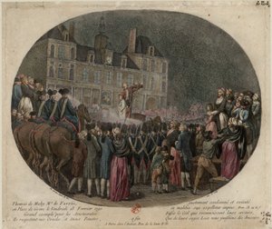 法夫拉斯侯爵托马斯-德-马赫1744-1790的处决，1790年2月18日，1790。 作者 Jacques Philippe Caresme