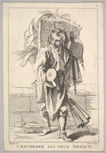 A Racomoder les Vieux Souflets Mend the Old Bellows的反面副本，来自Le Cri...，18世纪。