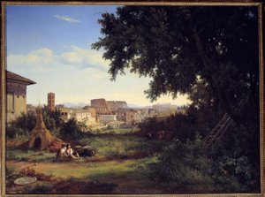 罗马，Colisee (Colosseo)的景色 雷蒙-布拉卡萨(1804-1867)的画作 1827年 太阳。0,74x0,99米 鲁昂，美术博物馆