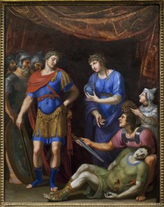 马克·安托万 (Marcus Antonius Marci Filius Marci Nepos, 83-30 BC) 之死。 由 Jacques Stella (1596-1657) 作画，布面油画。 17 世纪法国艺术。 布达佩斯美术博物馆（匈牙利）。