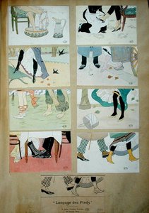 描绘 "脚的语言 "的明信片