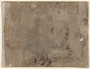 坐在桌前的青年（正面）；卷发儿童的头像（背面）