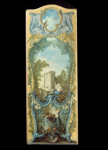 家具：Jacques de Lajoue(1686-1761)的Maroufle纸上的画屏 18世纪 作者 雅克·德·拉约