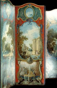 家具：Jacques de Lajoue(1686-1761)的Maroufle纸上的画屏 18世纪 作者 雅克·德·拉约