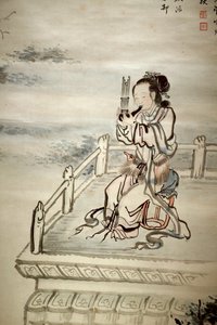 画人物，音乐家。 Yi Jaegwan（1783-1837）的纸本水墨，十九世纪艺术。 韩国国家博物馆，首尔（韩国）。 作者 易在官