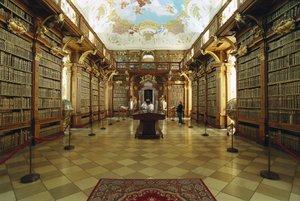 View of the library of Melk Abbey realised on a project by Jakob Prandtauer (1660-1726). Early 18th century. Austria 作者 雅各布·普兰道尔