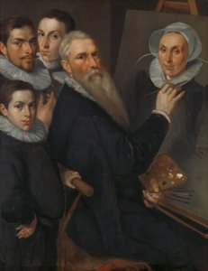 画家与家人的自画像，1594年。 作者 雅各布·威廉姆斯。老德尔夫