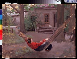 《Dans le hamac》由雅科夫·卡里尼琴科 (Jakov Kalinichenko) (1869-1938) 绘制，1903 年，梁桑国家地区 I. Pozhalostin 艺术博物馆