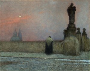 Debut de soiree a Hradcany (Prague, republique tcheque) - Early Evening in Hradcany - Jakub Schikaneder (1855-1924)。布面油画