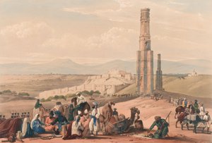 The Fortress and Citadal of Ghuznee [sic] and the two Minars, c.1839 (lithograph, tinted)
