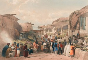 The Main Street in the Bazaar at Caubul in the Fruit Season, c.1839 (lithograph, tinted)