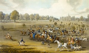 在哈特菲尔德公园上场的运动员，由詹姆斯-波拉德（1797-1867）雕刻（彩色平印）（另见266807）。 作者 詹姆斯（后）波拉德