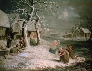农民打雪仗，约1790年（布面油画） 作者 James (attr. To) Ward