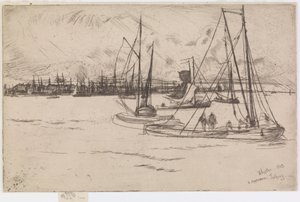 阿姆斯特丹，来自Tolhuis，1863年。 作者 詹姆斯·阿博特·麦克尼尔·惠斯勒