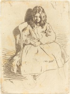安妮坐着，1858年。 作者 詹姆斯·阿博特·麦克尼尔·惠斯勒