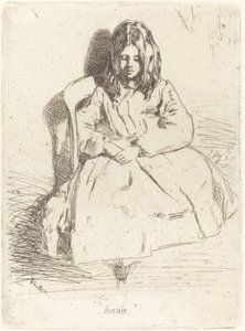 安妮坐着，1858年。 作者 詹姆斯·阿博特·麦克尼尔·惠斯勒