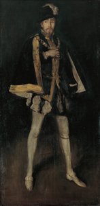 黑色的安排，第3号：亨利-欧文爵士扮演西班牙的菲利普二世，1876年，1885年重新制作。 作者 詹姆斯·阿博特·麦克尼尔·惠斯勒