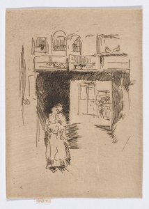 鸟店--七个表盘，约 1886-88 年（蚀刻版画；纸上墨水） 作者 詹姆斯·阿博特·麦克尼尔·惠斯勒