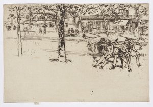 巴黎波瓦索尼埃大道，约 1892-93 年（蚀刻版画；纸上墨水） 作者 詹姆斯·阿博特·麦克尼尔·惠斯勒