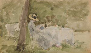 花园里的早餐，1885-1886。 作者 詹姆斯·阿博特·麦克尼尔·惠斯勒