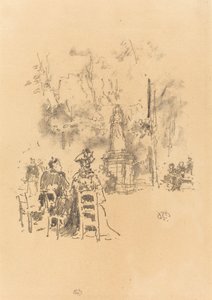 雕像下的对话，卢森堡花园，1893年。 作者 詹姆斯·阿博特·麦克尼尔·惠斯勒
