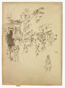 卡特勒街，汉兹迪奇，约 1886-88 年（蚀刻版画；纸上墨水） 作者 詹姆斯·阿博特·麦克尼尔·惠斯勒
