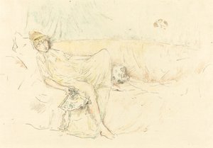 垂头丧气的图画，躺着的，1892年。 作者 詹姆斯·阿博特·麦克尼尔·惠斯勒