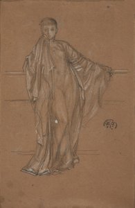 栏杆前的垂线人物，1868-1870。 作者 詹姆斯·阿博特·麦克尼尔·惠斯勒