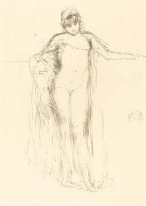 悬垂的模型，站立，1893年。 作者 詹姆斯·阿博特·麦克尼尔·惠斯勒