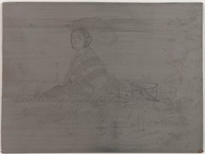 En Plein Soleil.未取消的版画，来自《十二幅自然蚀刻画》的法国套装，1858年。 作者 詹姆斯·阿博特·麦克尼尔·惠斯勒