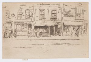 鱼店，切尔西，约 1884-86 年（蚀刻版画；纸上墨水） 作者 詹姆斯·阿博特·麦克尼尔·惠斯勒