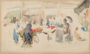 花市：迪耶普，1885年。 作者 詹姆斯·阿博特·麦克尼尔·惠斯勒
