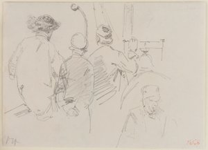 四个人在一艘船上，1858年。 作者 詹姆斯·阿博特·麦克尼尔·惠斯勒