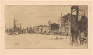 自由贸易码头，1877年。 作者 詹姆斯·阿博特·麦克尼尔·惠斯勒