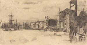 自由贸易码头，1877年。 作者 詹姆斯·阿博特·麦克尼尔·惠斯勒