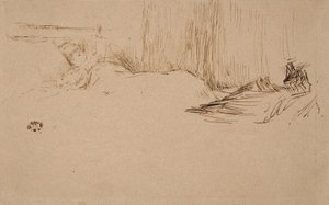 躺在床上的女孩读书，约1882年 作者 詹姆斯·阿博特·麦克尼尔·惠斯勒