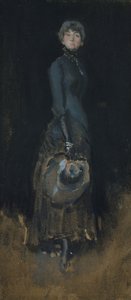 穿灰色衣服的女士，约1883年。 作者 詹姆斯·阿博特·麦克尼尔·惠斯勒