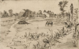 有马的风景，1859年。 作者 詹姆斯·阿博特·麦克尼尔·惠斯勒