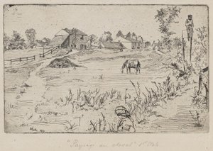1859年马（草甸）景观（纸上蚀刻） 作者 詹姆斯·阿博特·麦克尼尔·惠斯勒