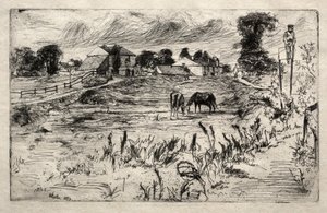 马的风景，1859年。 作者 詹姆斯·阿博特·麦克尼尔·惠斯勒