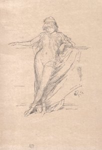 小垂悬的人物图倾斜，1894年。 作者 詹姆斯·阿博特·麦克尼尔·惠斯勒